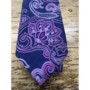 TED BAKER London Men's 100% Silk Necktie 59" Designer PAISLEY Blue/Purple EUC
